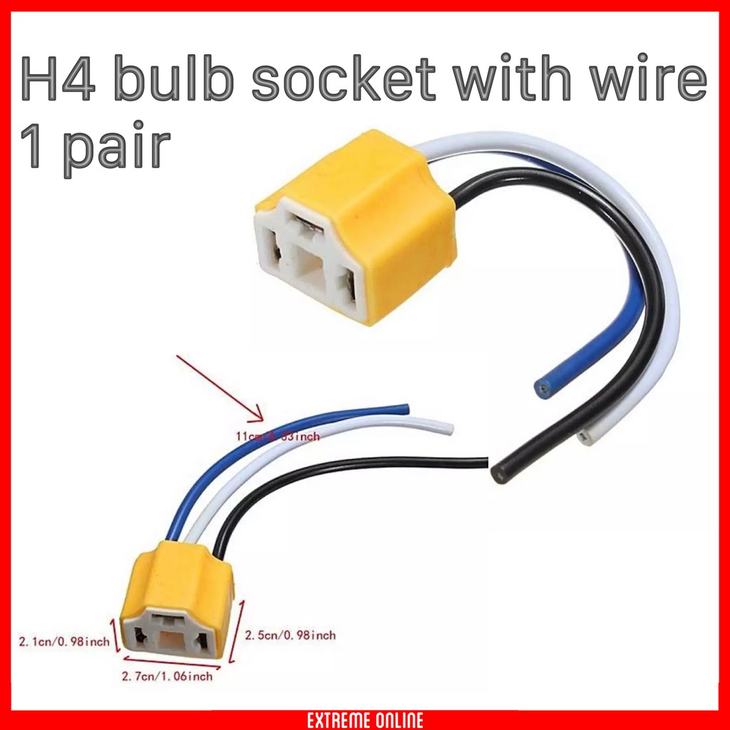 H4 Ceramic Bulb Socket Plug Adapter Connector Wiring 1 PAIR Shopee Malaysia
