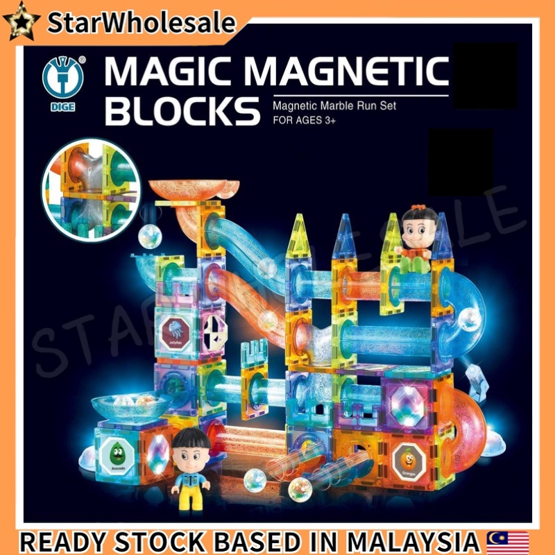 Magnetic Building Blocks Paradise Magnetic Film Children DIY Slide LED ...