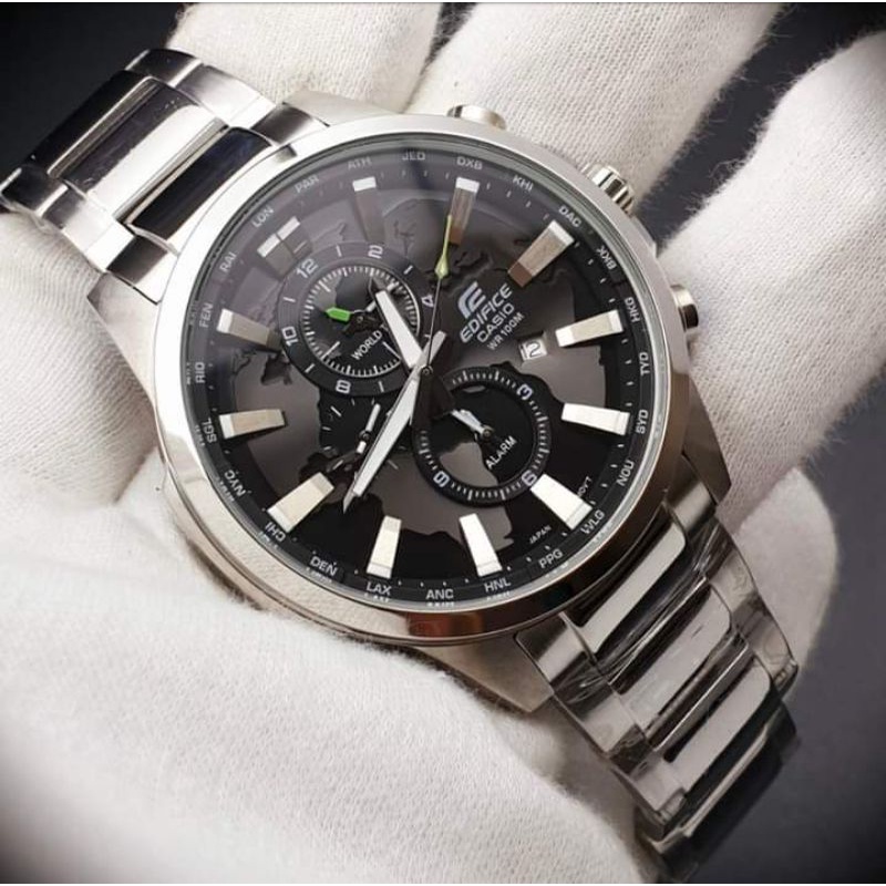 Edifice World Map Chronograph Stainless steel Watch For Men | Shopee ...