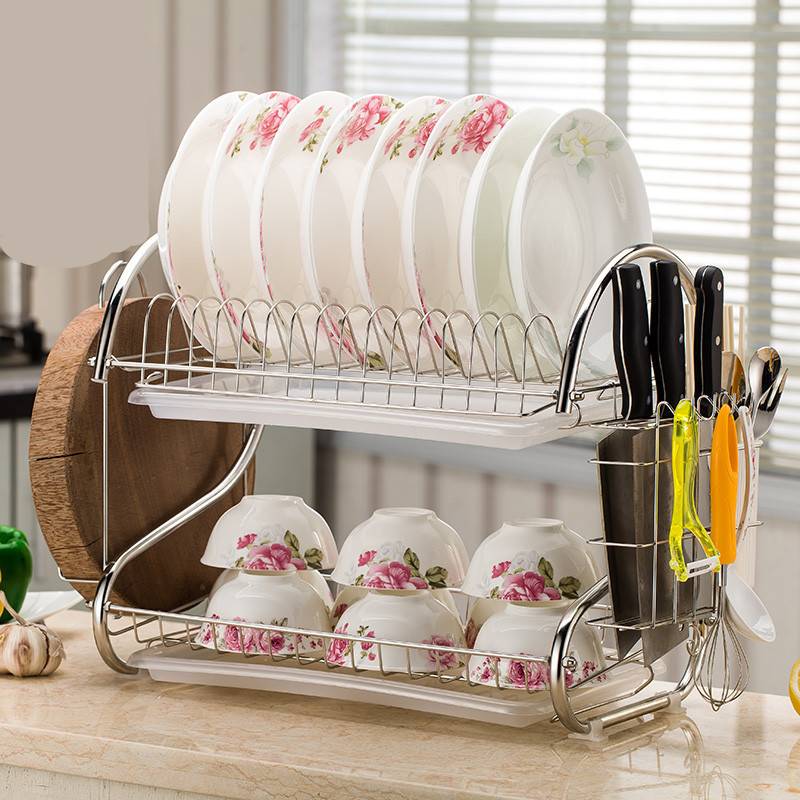 Dish Racks, 1/2 Layers Dish Rack With Cutting Board Holder And