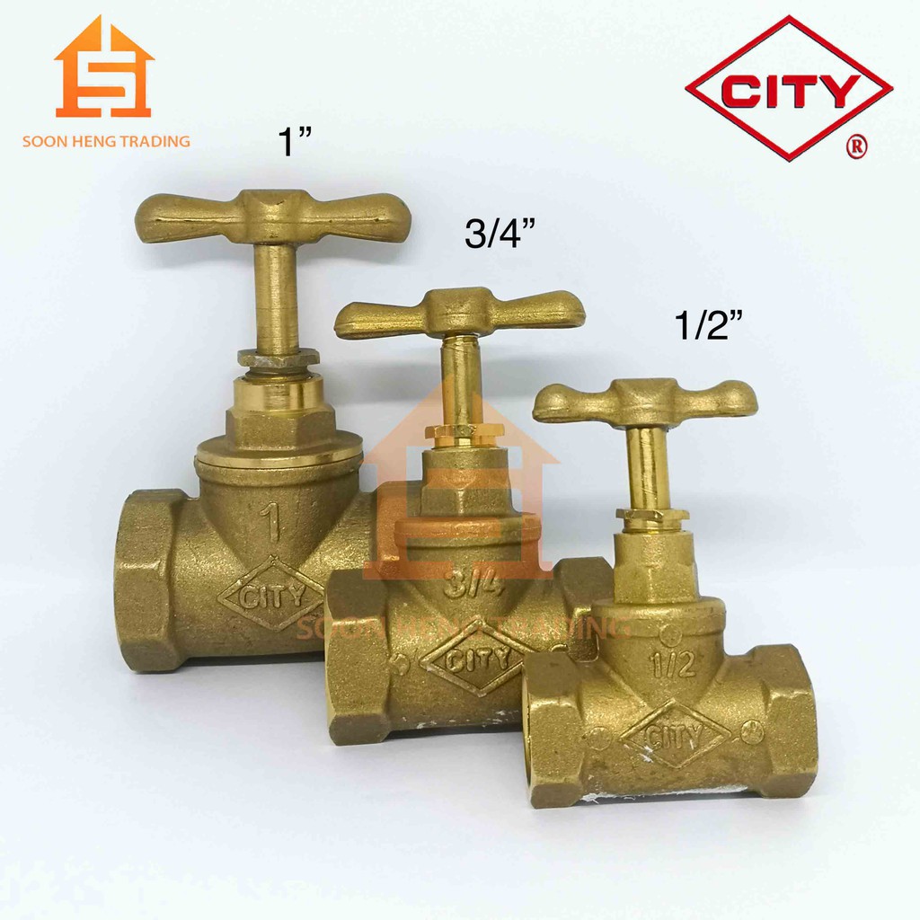 City Brass Stopcock Water Gate Valve Water Stop Valve 1 2 3 4 1 Shopee Malaysia