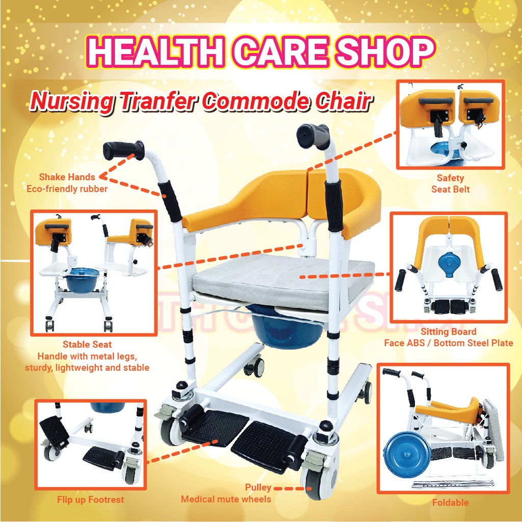Nursing Moving Commode Wheelchair ( Transfer Chair ) Shopee Malaysia