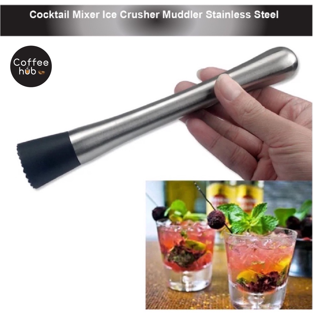 1pc Cocktail Muddler Stainless Steel Bar Stick Mojito Masher Fruit Mixer Ideal Bartender Tool Barware