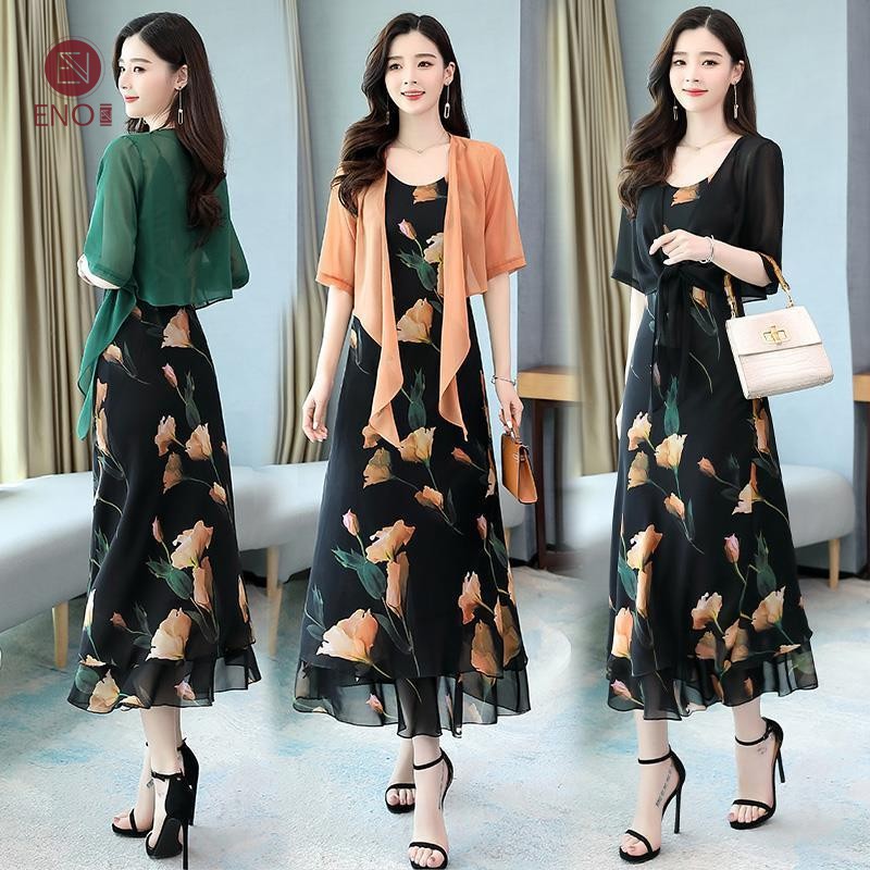 Long dress 2024 with cardigan