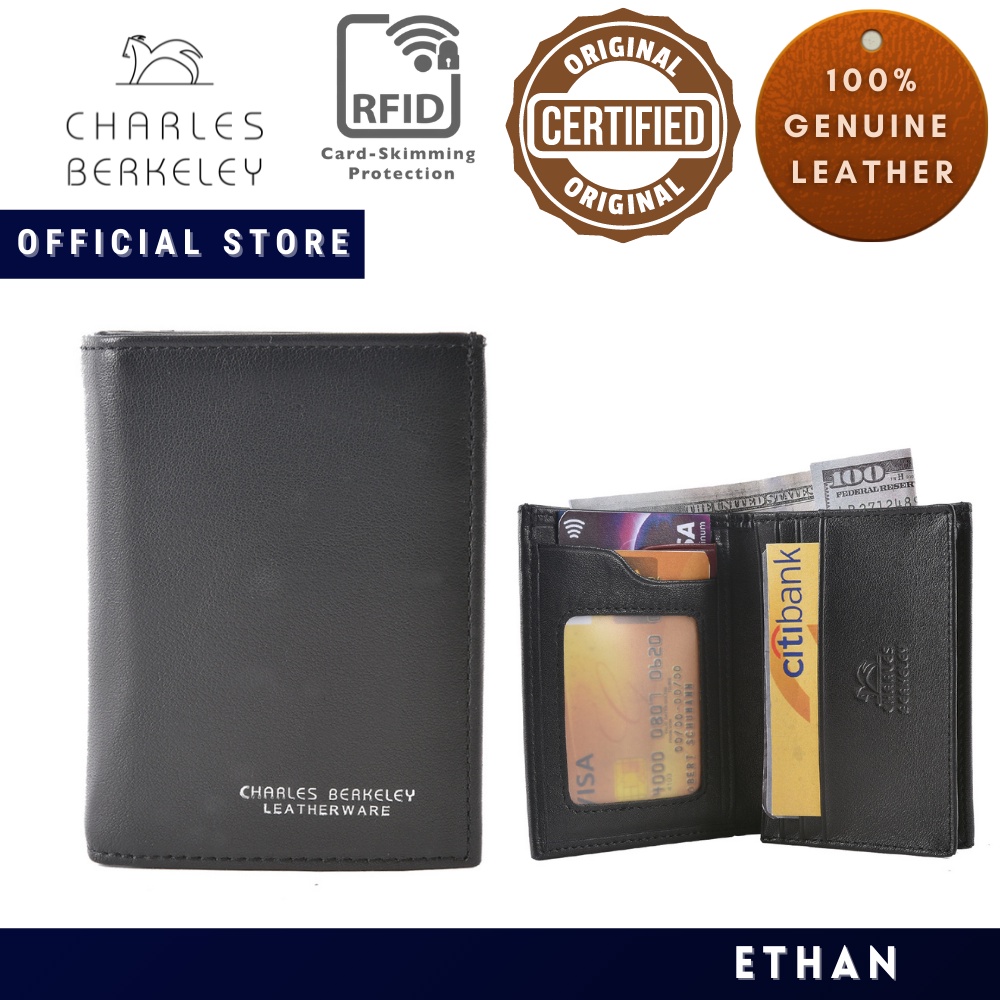 Charles Berkeley ETHAN Genuine Leather Bi-Fold Wallet Cardholder Dompet ...