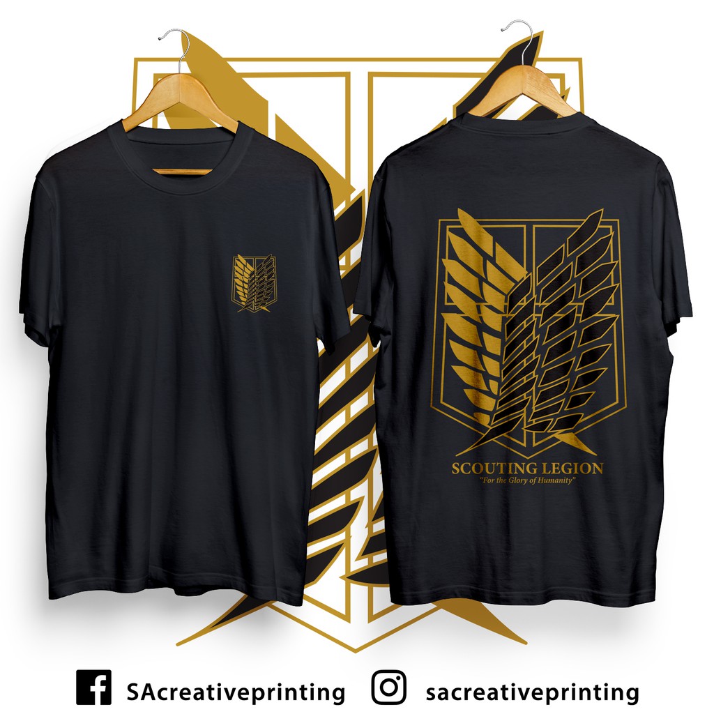 [PROMOSI ANIME ] GOLD EDITION ATTACK ON TITAN SHINGEKI NO KYOJIN Manga Anime TShirt [XS5XL