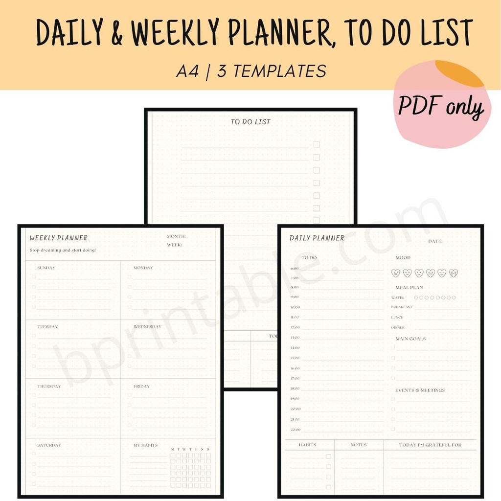 [PDF] Printable Minimalist Daily & Weekly Planner, To Do List, Planner ...