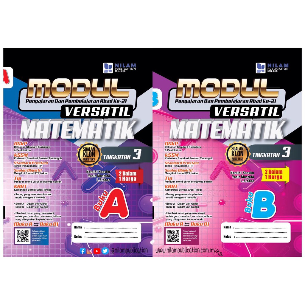 Modul Versatil P&P Abad Ke-21 Matematik Tingkatan 3 (Buku A + Buku B ...