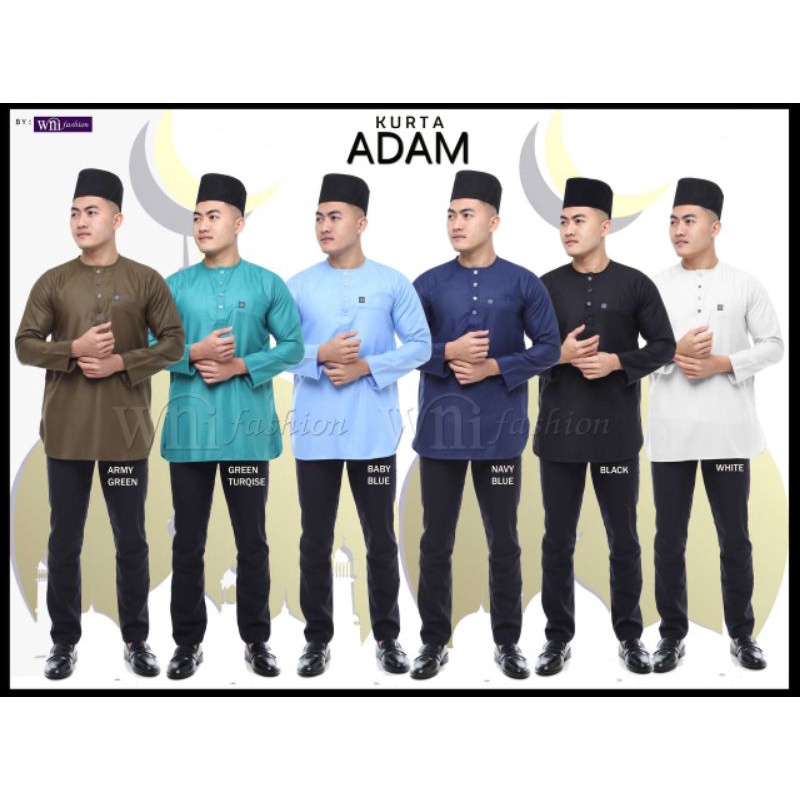 KURTA ADAM DEWASA LEHER BULAT LENGAN PANJANG COTTON PLAIN WNI | Shopee ...