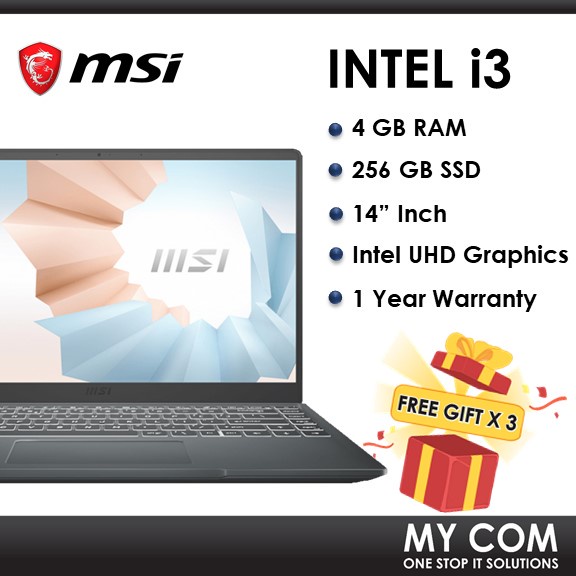 MSI Modern 14 B10MW-442 14" FHD Laptop Notebook (i3-10110U, 4GB, 256GB ...