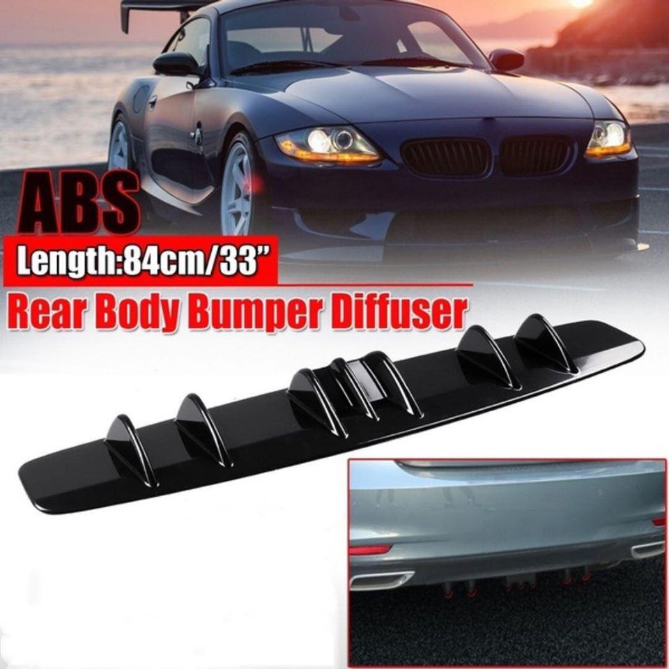 Shark Diffuser 4pcs Universal Car Shark Fin Spoilers - Carbon Fiber Pattern ABS Rear Diffuser Lip For Cars, Trucks & SUVs Front Bumper Lip