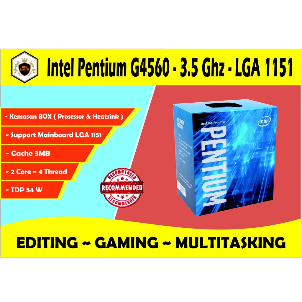 Processor Intel Pentium G4560 - 3.5 GHz - LGA 1151 - DDR4 | Shopee Malaysia