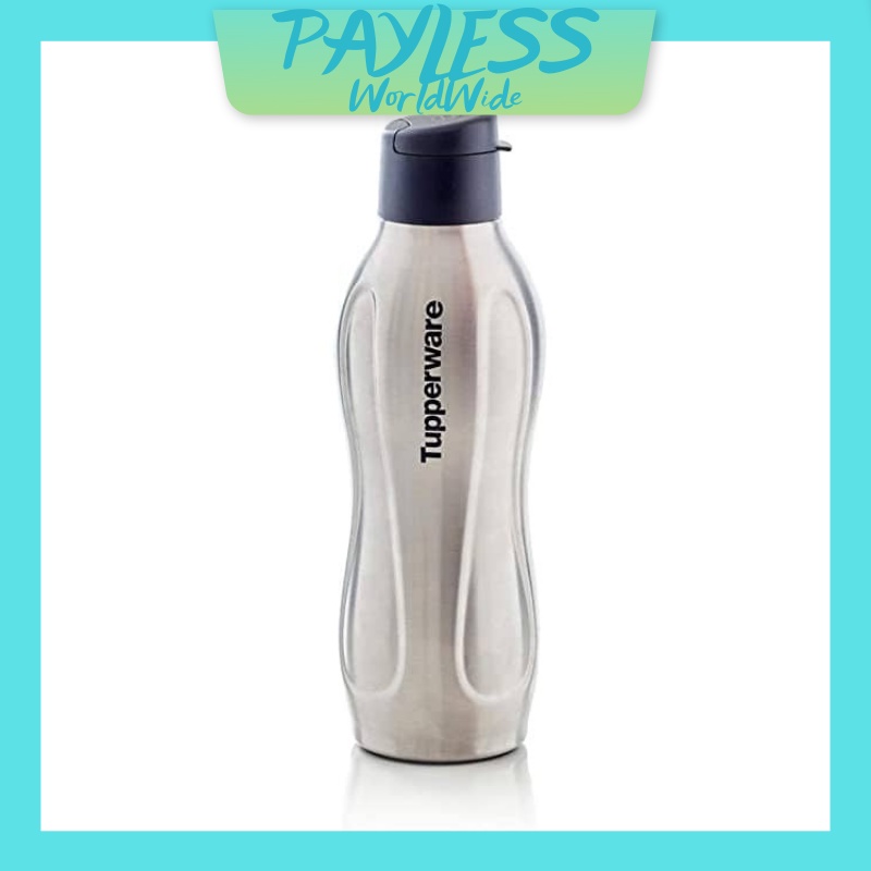 Tupperware Stainless Steel Eco Bottle Flip Top 880ml Ungu Silver Botol