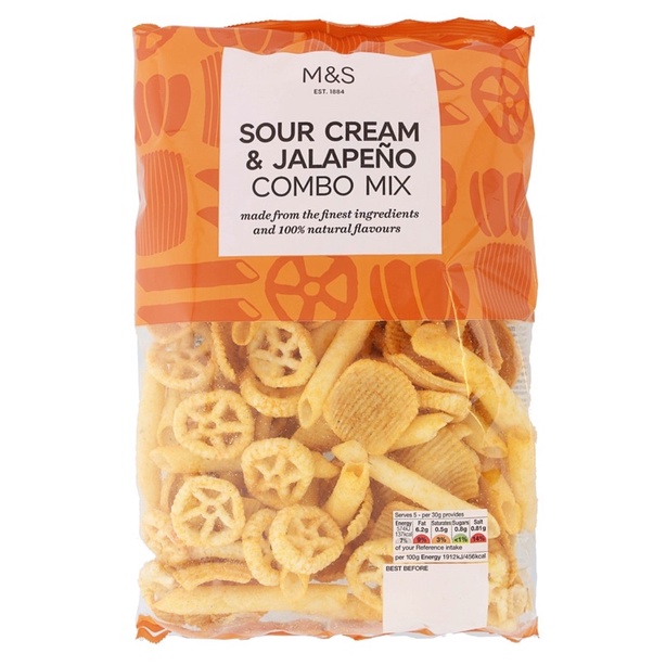 Marks & Spencer Food Jalapeno and Sour Cream Chips Crisps Cheesy UK