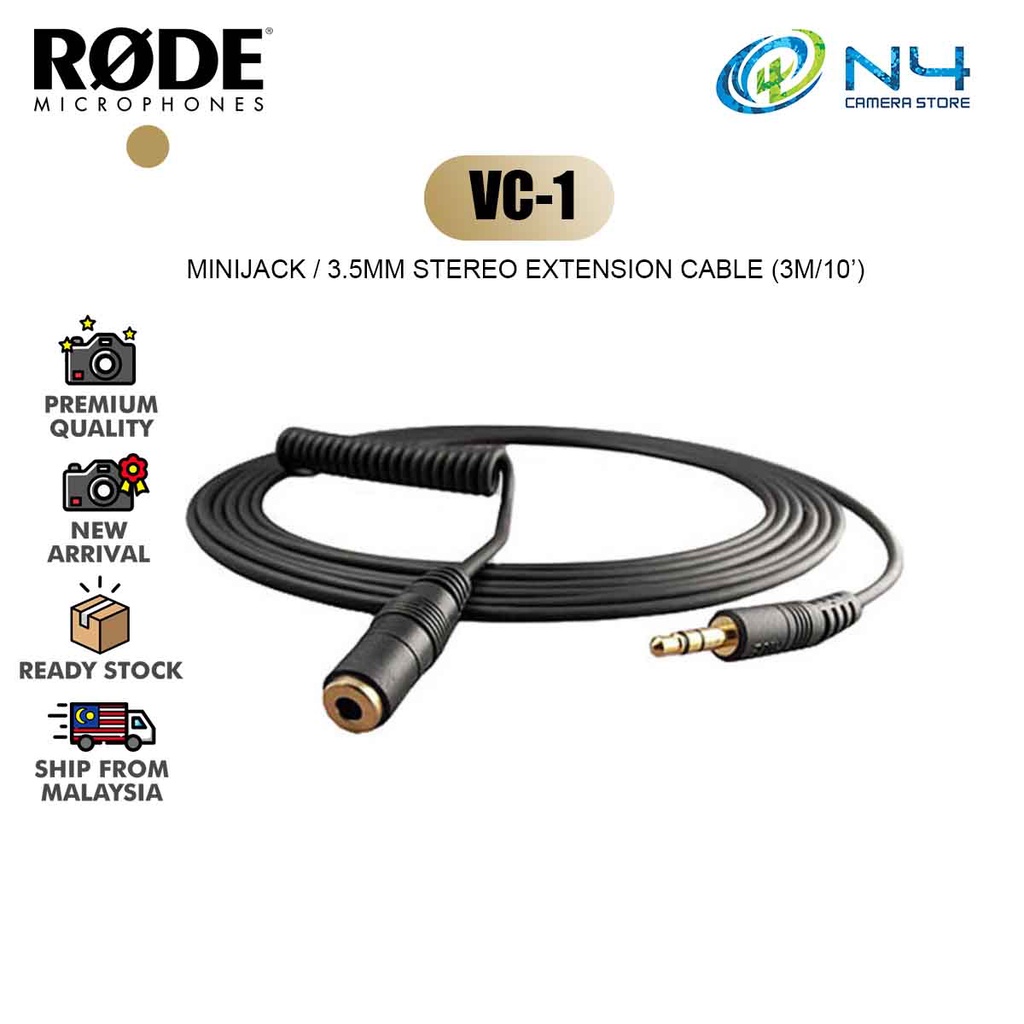 Rode VC1 3.5mm TRS Microphone Extension Cable for Cameras ( 3meter / 10