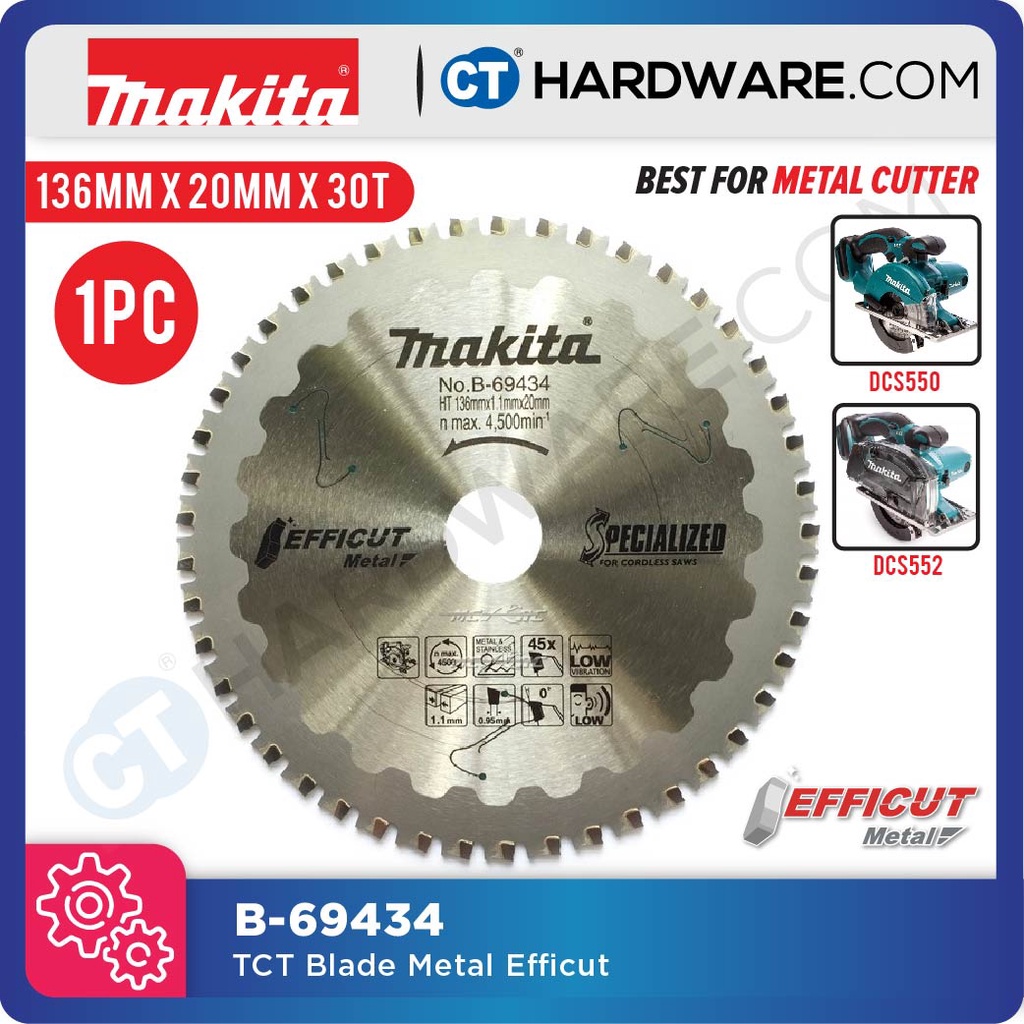 MAKITA B 69434 EFFICUT TCT SAW BLADE METAL 136MM X 20MM X 45T FOR