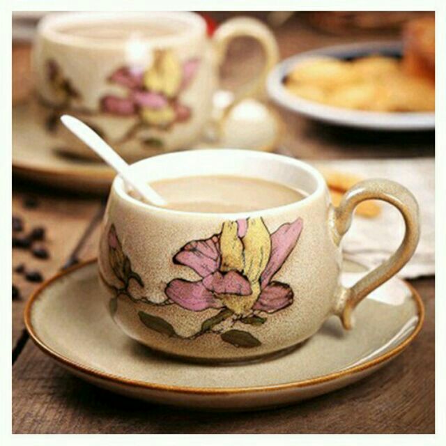 Hand Painted Ceramic Coffee Cup Set