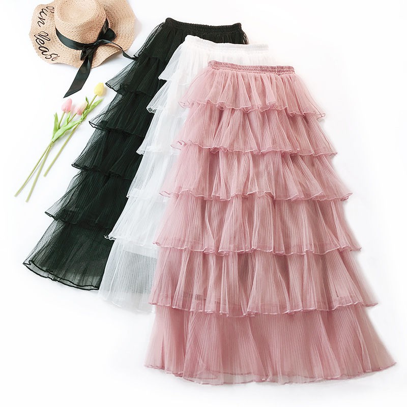 High waist outlet long tulle skirt