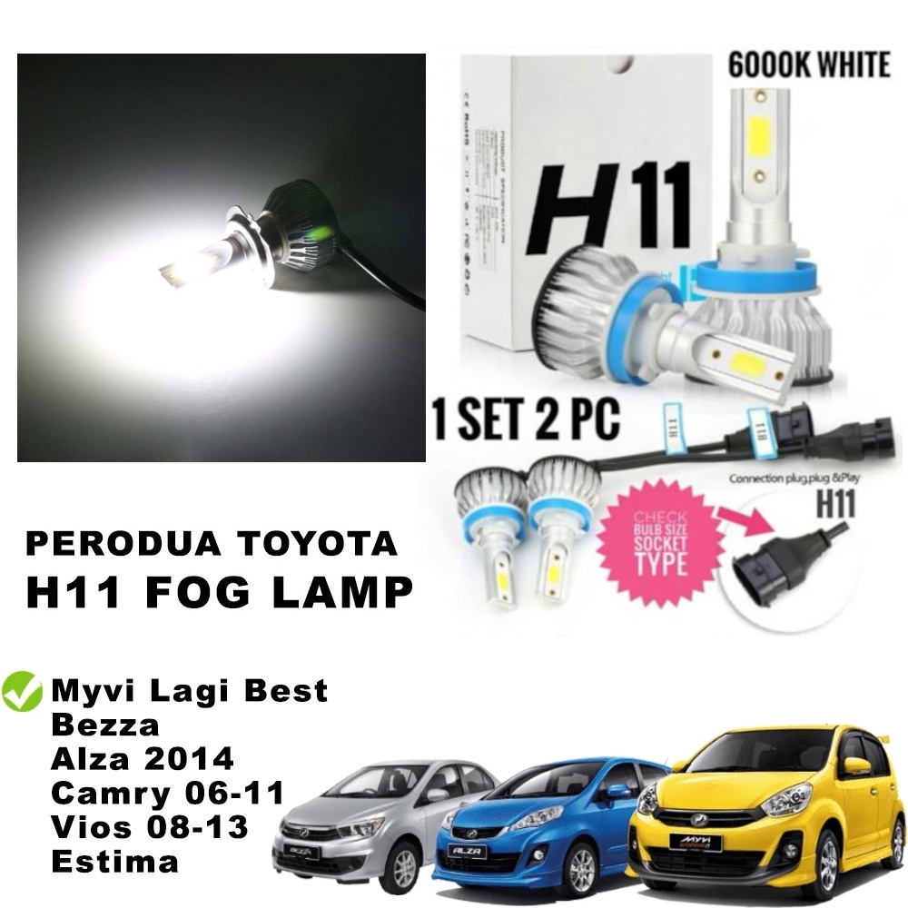 2PC H11 H8 Car Fog Light Headlight Hid Led Bulbs Toyota Perodua Myvi Lagi Best Icon Alza 2013