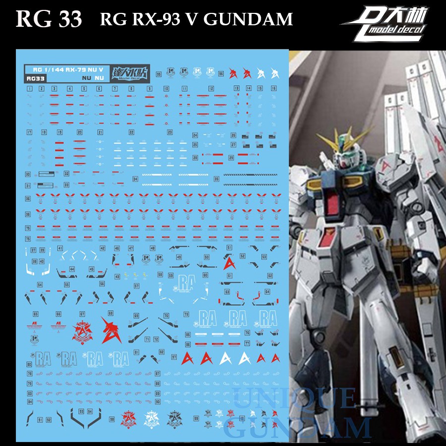 [DALIN] RG33 RG 1/144 RG 33 RG RX-93 V GUNDAM WATER SLIDE DECAL MODEL ...