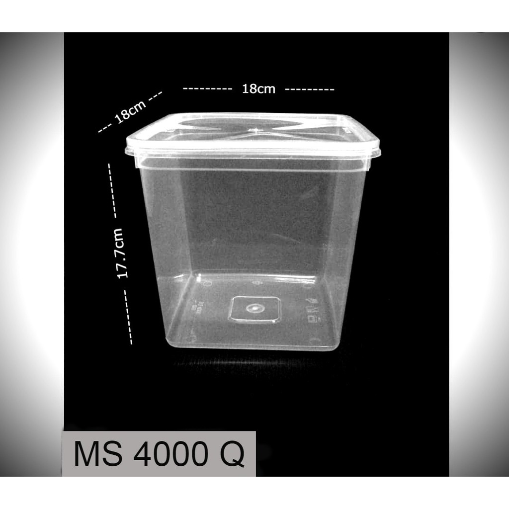 Large Square Plastic Container With Lid 3850ml / Bekas Makanan Plastik ...