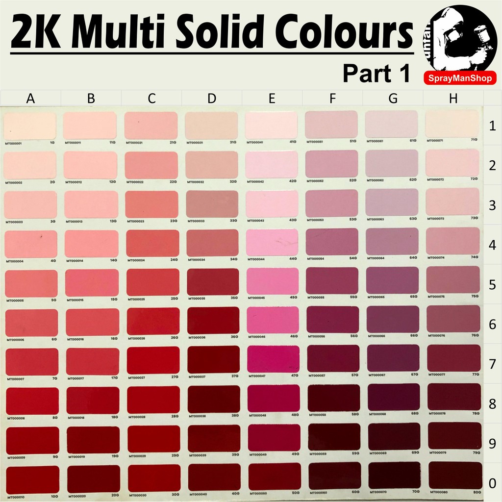 Multi Solid Colours 2K Basecoat More than1000 Solid Colours Aerosol ...