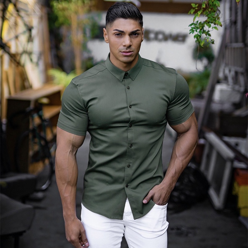 Checkered Shirt Mens Slim Fit Sport Shirts Ajio Black Mens Fitted Short  Sleeve Dress Shirts Men Fashion Casual Short Sleeve Solid Shirt Super