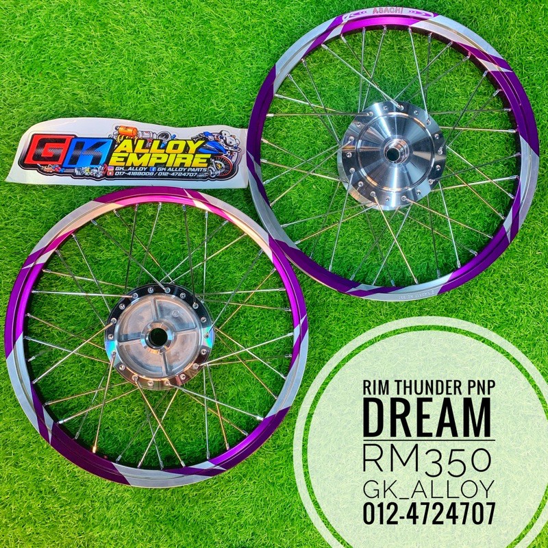 RIM ALLOY THUNDER 1.4 x 17 + HUB CHROM PNP EX5 / W100 | Shopee