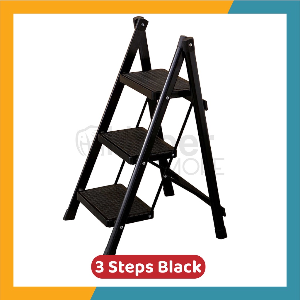 HYPERMORE [High Quality] Foldable Ladder 3 Step Ladder Steel Ladder Stool Ladder Step Ladder Tangga Heavy Duty