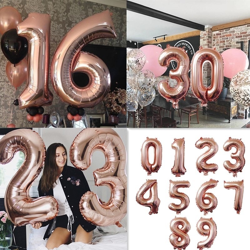 32 Inch Rose Gold Number Balloon Birthday Party Supplies Anniversary