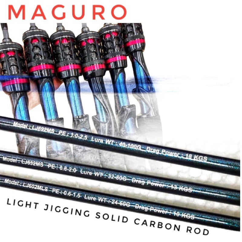 Maguro Light jigging solid carbon 6'kaki 9” pE 1~ spinning rod