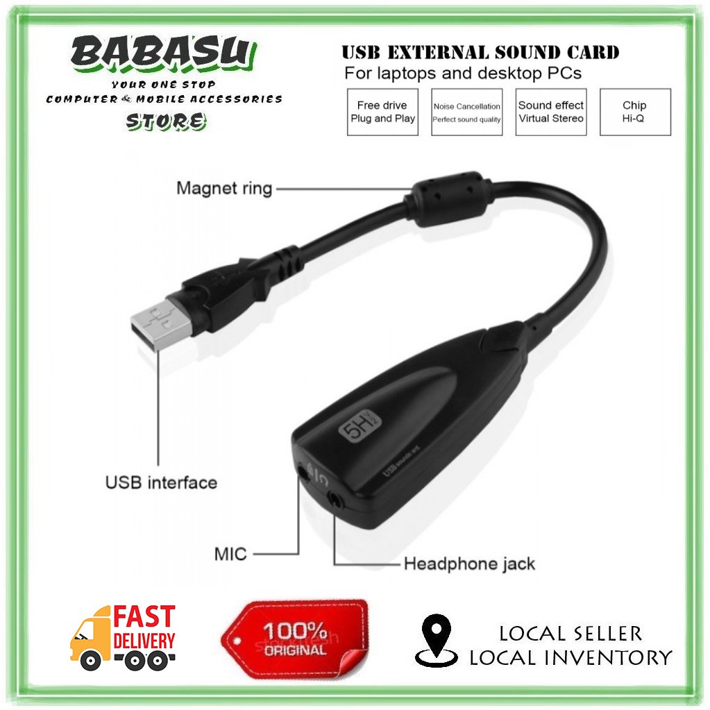 5HV2 USB 2.0 Virtual 7.1 Channel Audio External Sound Card Adapter