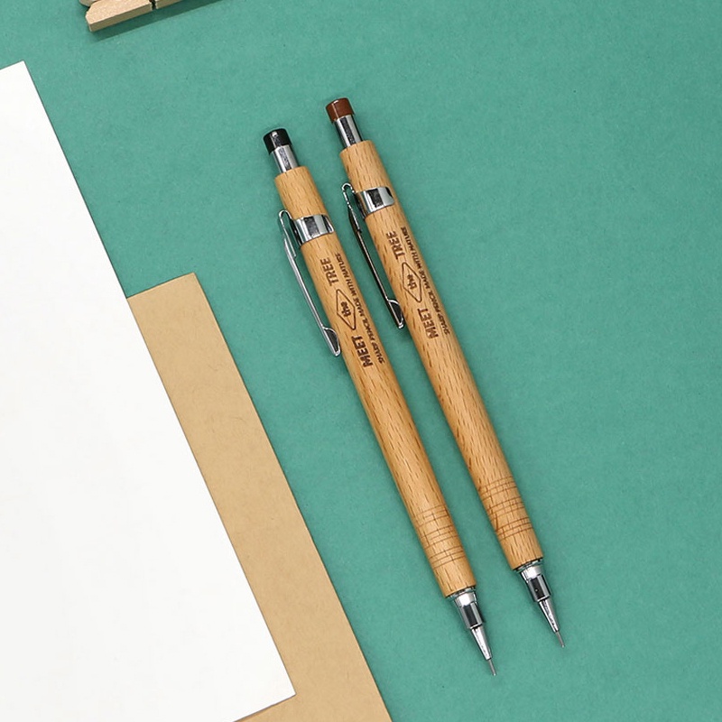 Eco Friendly Wooden Mechanical Pencil Clip Type School Office Stationery Shopee Malaysia