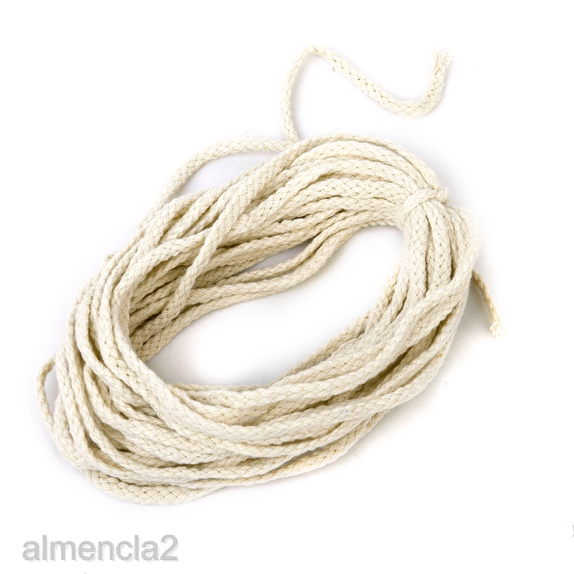 AlmenclafdMY] 10M Natural Cotton Rope Natural 100% Pure Braided Twisted Cord  Twine 5mm