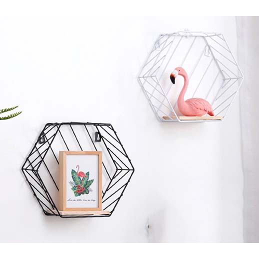 Rak Gantung Dekoratif Besi Kayu/ Iron Metal Wood Wall Storage Shelf ...