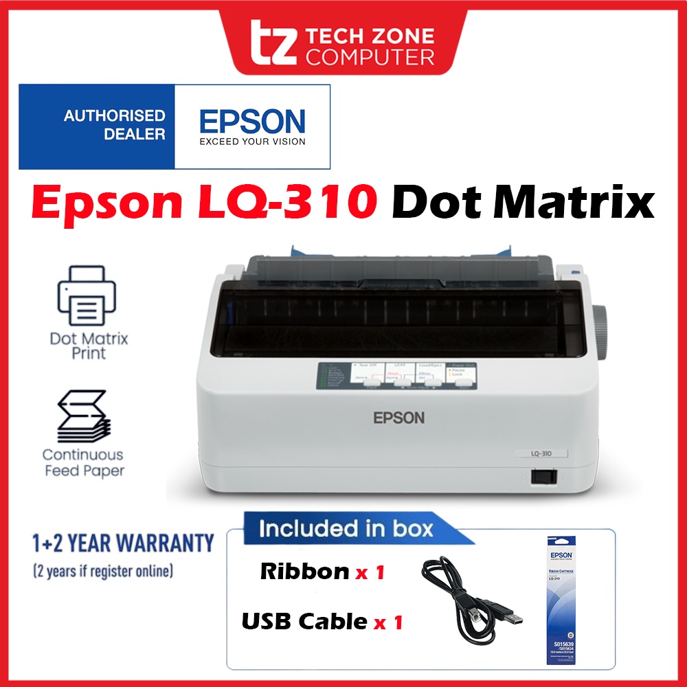 Epson Lq310 Dot Matrix Printer Lq 310 With 24 Pin Narrow Carriage Impact Shopee Malaysia 8839