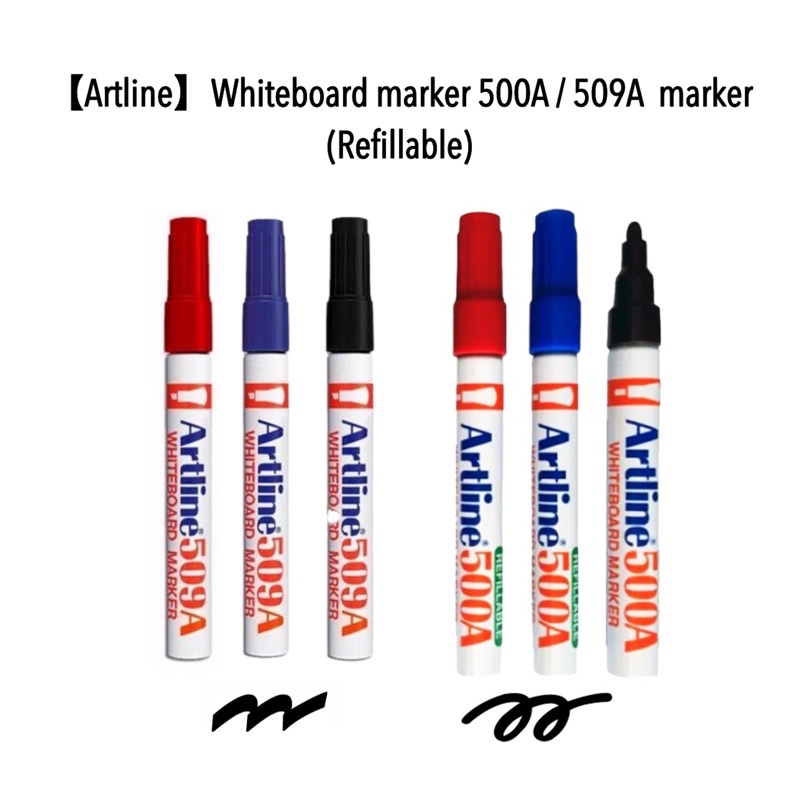【Artline】Whiteboard marker 500A / 509A marker (Refillable) Shopee