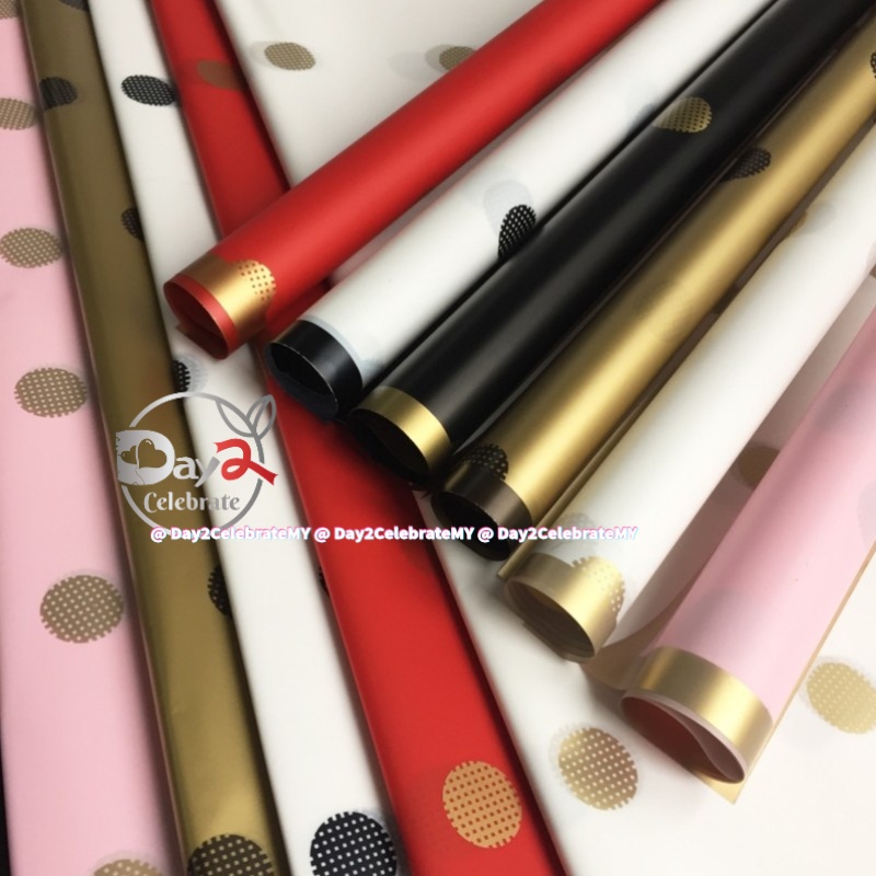 20pcs Polka Dot Line Frame Wrapping Paper Waterproof Bouquet Flower ...