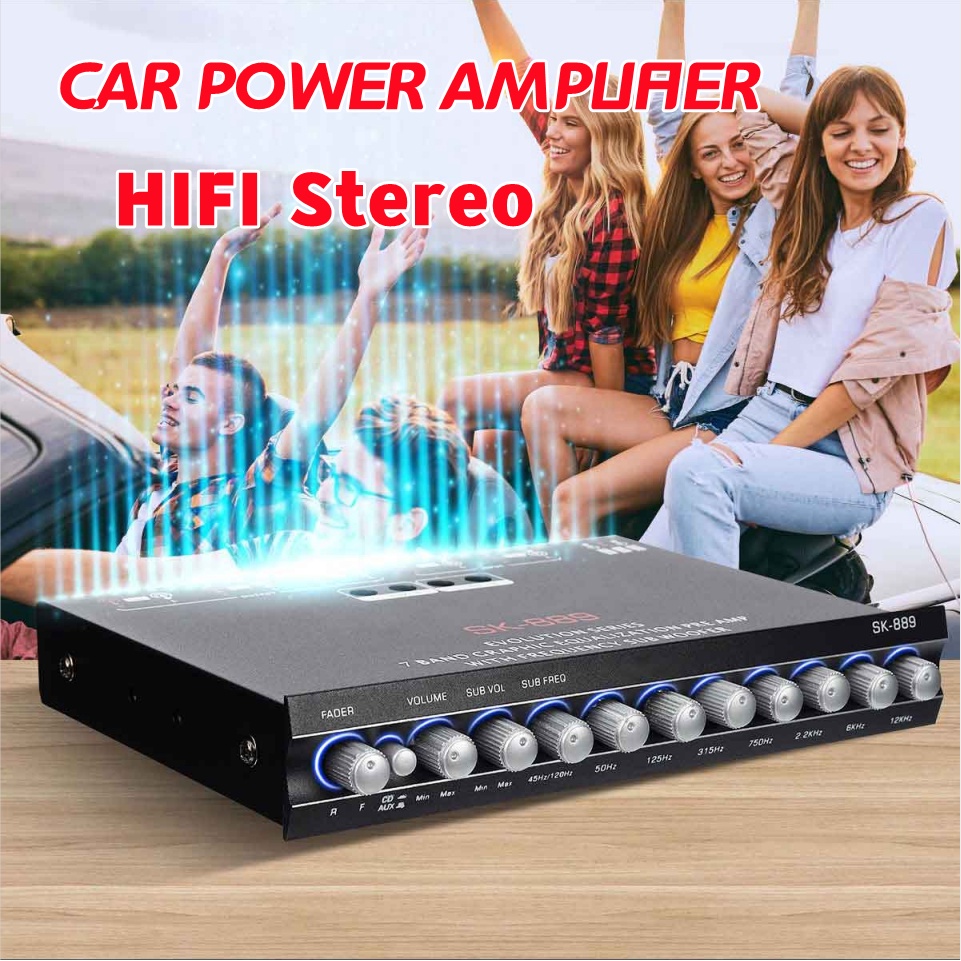 Car Home Amplifier Audio Power HIFI Amplifier 7 Channel Equalizer 12V