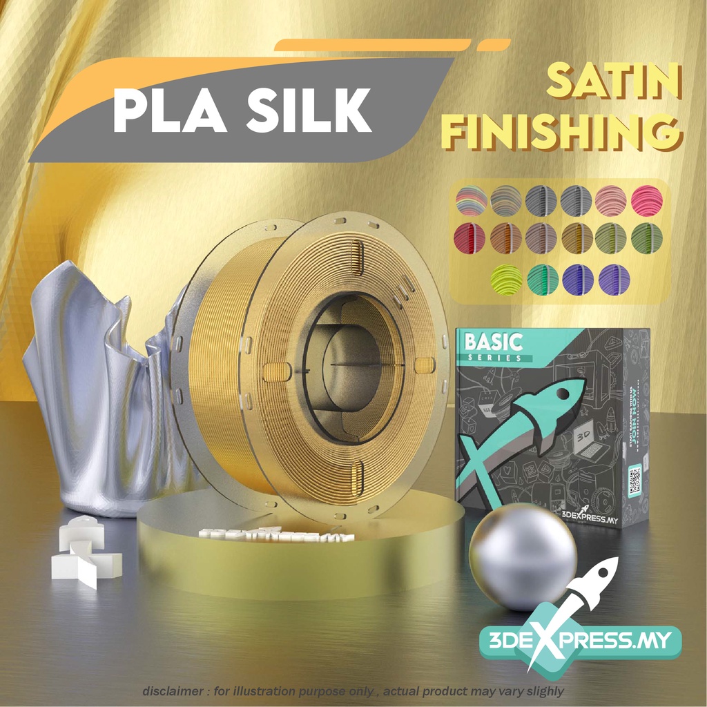 PLA SILK FILAMENT 1KG - Silk Solid and Rainbow (Basic Series)