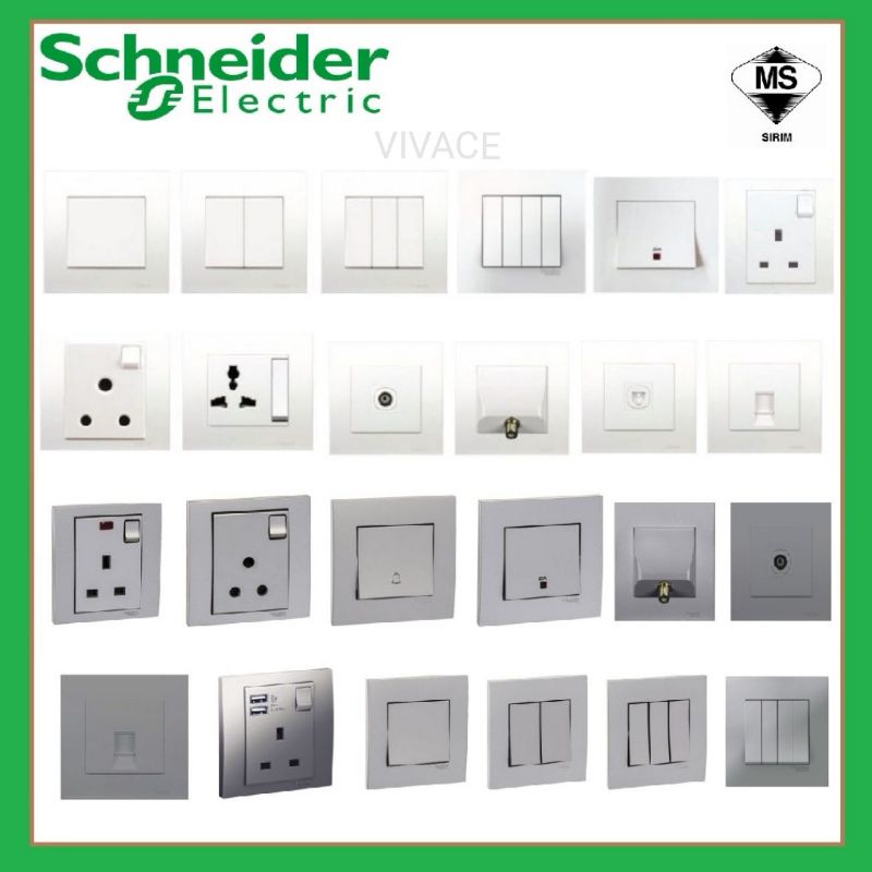 Schneider Vivace Socket 13A / 15A / FULL RANGE / 1 ctn = 8pcs | Shopee ...