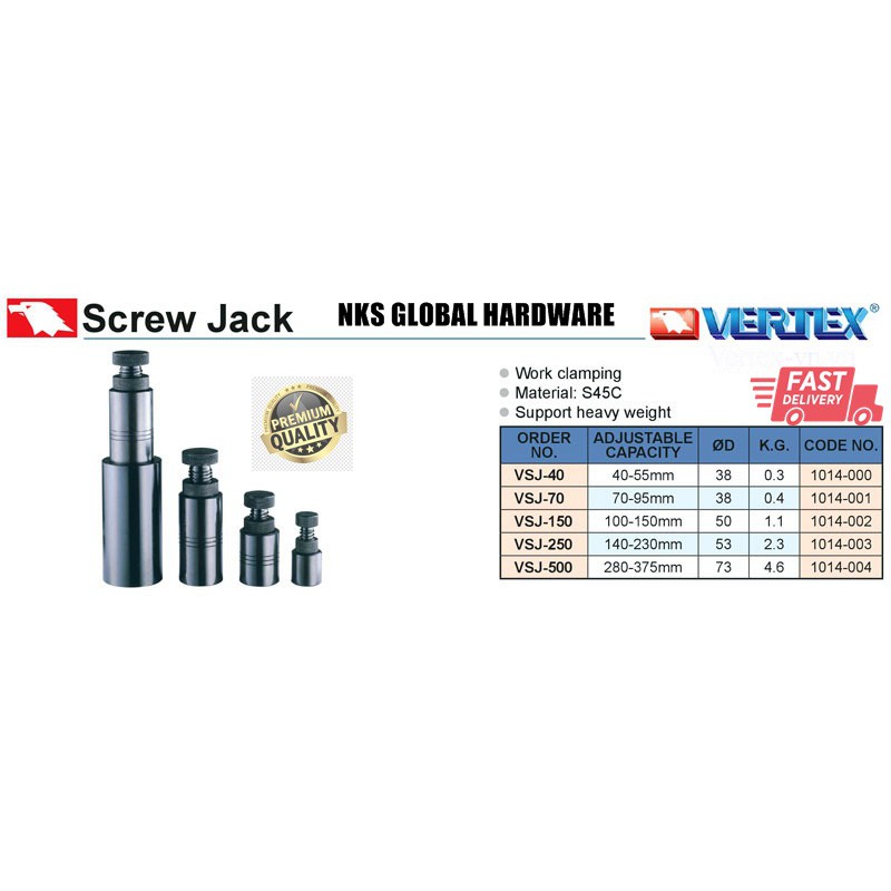 #READYSTOCK# VERTEX SCREW JACK (VSJ-70,150,250) | Shopee Malaysia