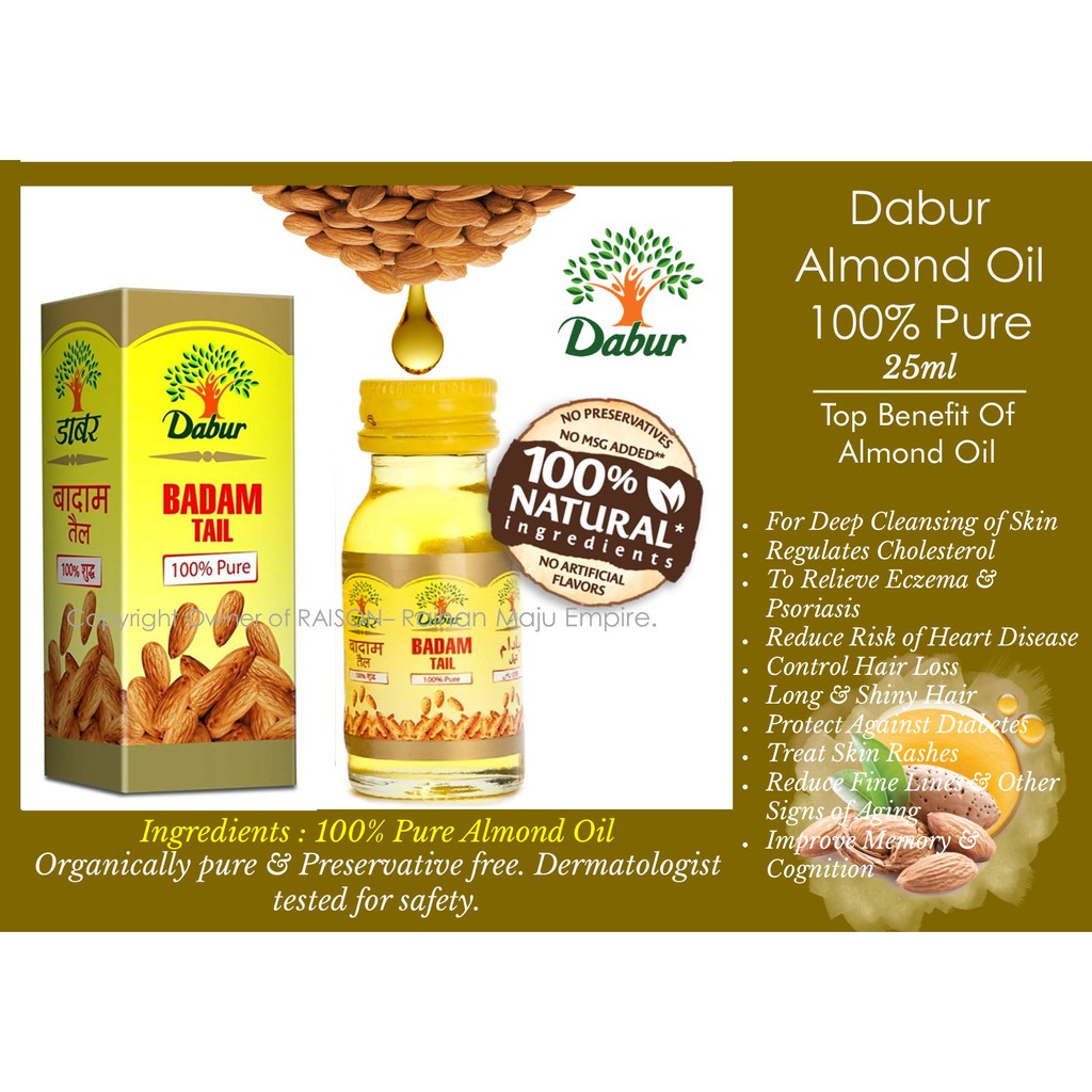 Dabur Almond Oil 100 Pure 25ml Shopee Malaysia