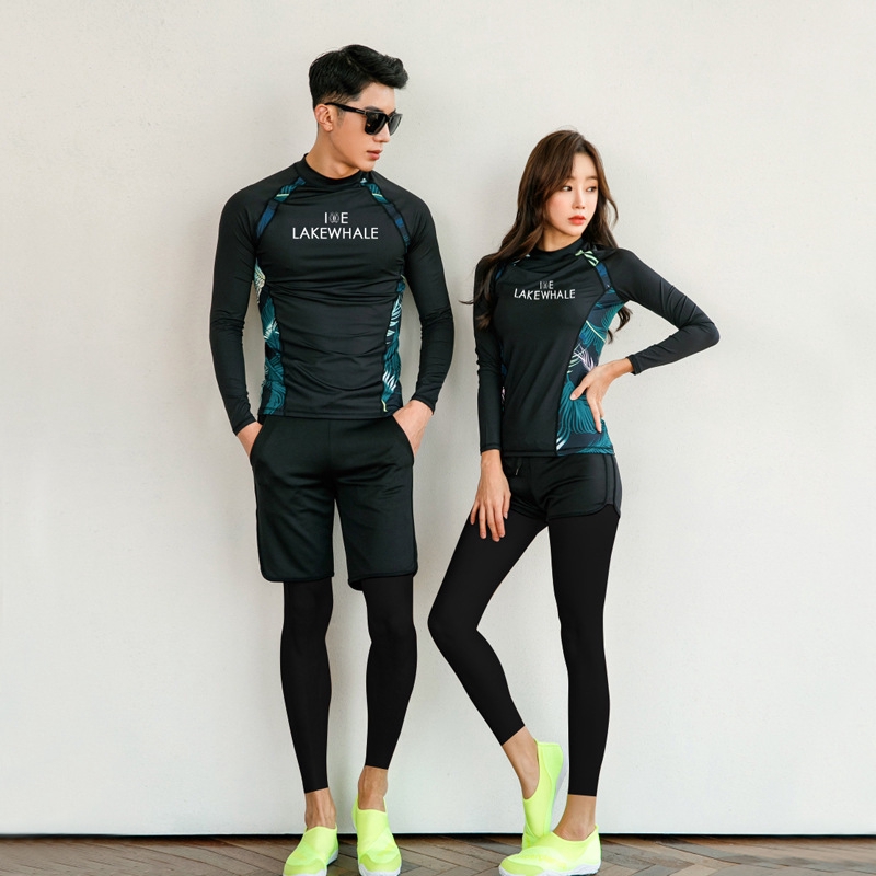 Couple Swimwear Women Men Long Sleeve Long Pants Swimming Suit Surf Dinner  Rash Guard