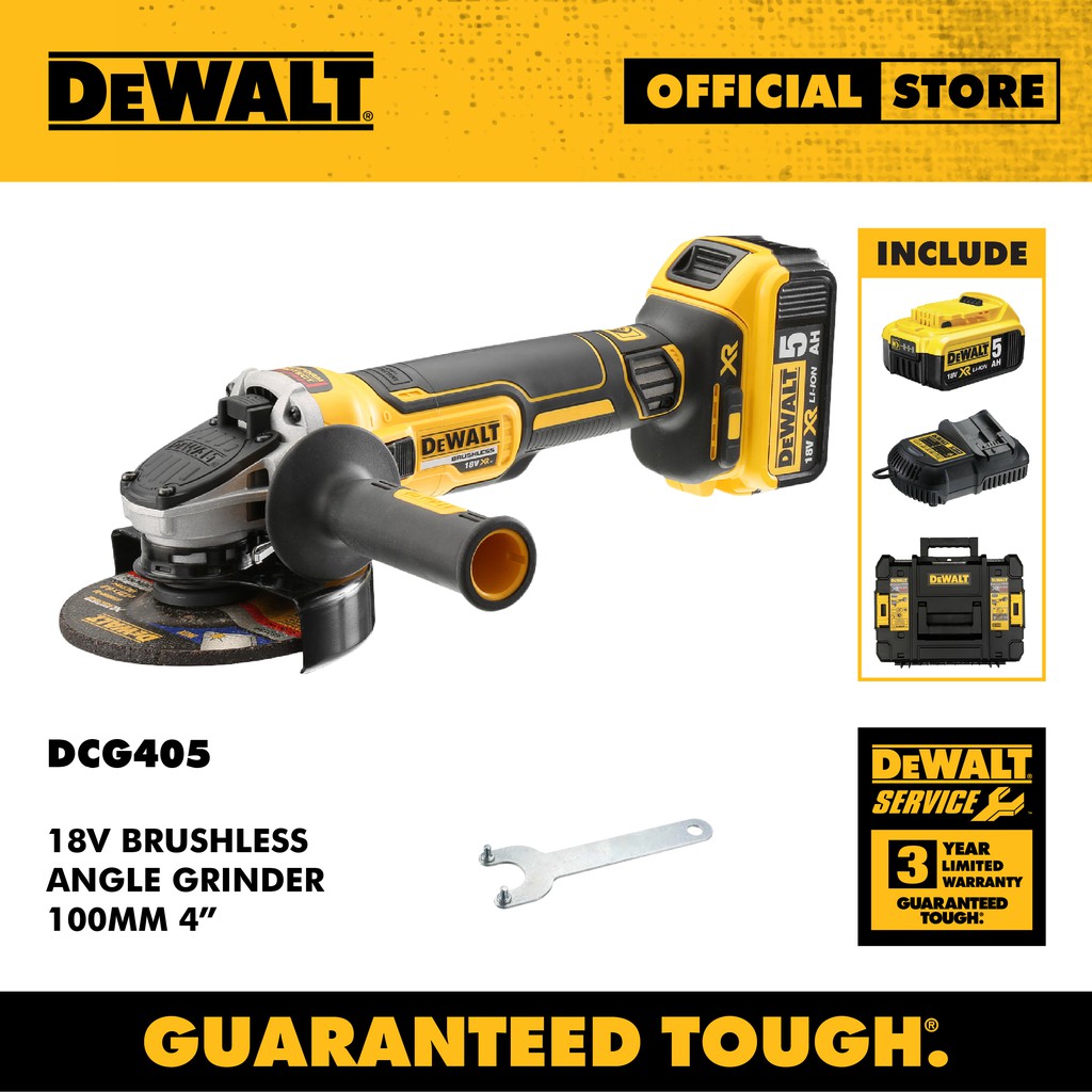 DEWALT DCG405P2 4'' 18V Brushless Angle Grinder 100mm | Shopee Malaysia