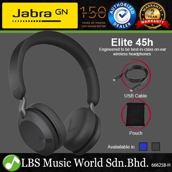 Jabra Elite 45h Wireless Bluetooth On Ear Headphone Headset Foldable