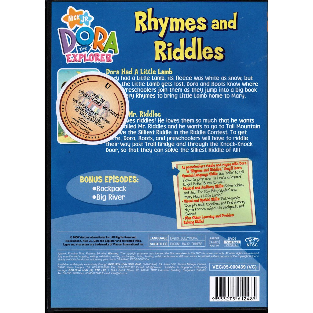 Dora The Explorer Rhymes And Riddles Dvd