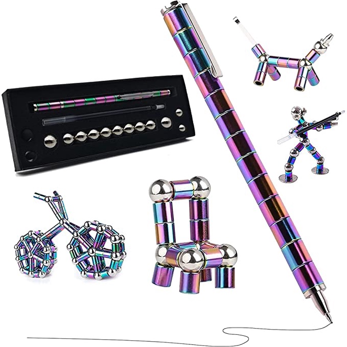 Toy Pen, Decompression Magnetic Metal Pen, Multifunctional Deformable ...