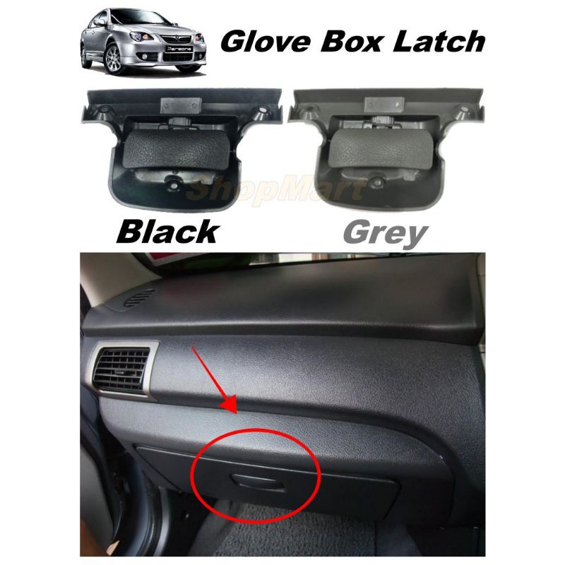 Proton Gen 2 & Persona Drawer Glove Box Latch Lock Handle (Black & Grey