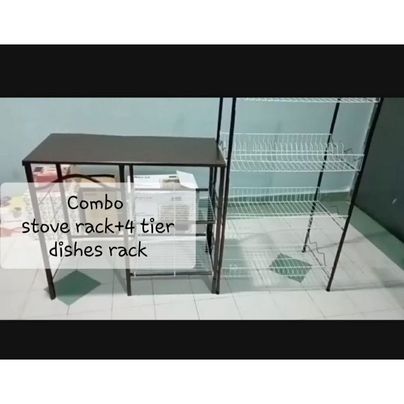 3V 32 inch Stove Rack + 4 Tiers Dishes Rack Combo Set Rak Pinggan ...